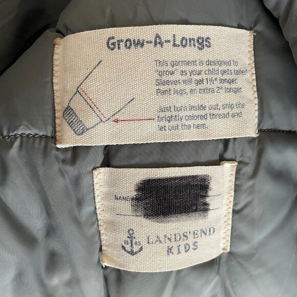 Lands End Kids Down Feather Jacket Size XL 18-20 Gray Faux Fur Hood Insulated - Picture 12 of 16